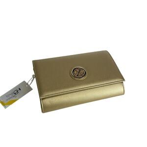 CXL by Christian Lacroix Gold Textured Metallic Faux Leather Clutch Purse